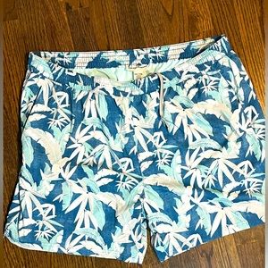 Men’s like new TOMMY BAHAMA Blue swim shorts with boxer briefs inside. SZ XXL